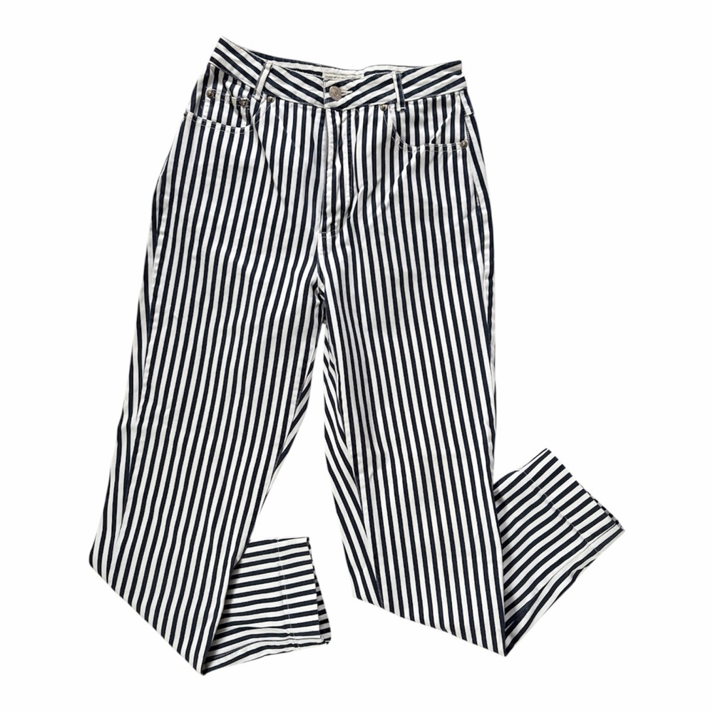 Banana Republic Safari & Travel Clothing Co Navy White Striped Cotton Pants 6